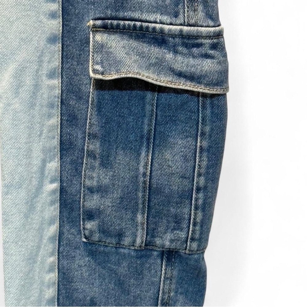 PacSun blue straight leg cargo jeans - patch work style #cargojeans #twotone - Picture 2 of 5